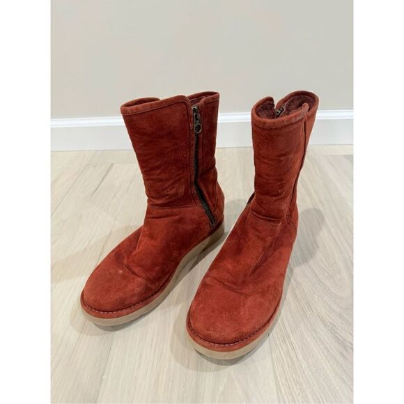 UGG COLLECTION ABREE SUEDE WOMEN SHORT BOOTS RUST US 6 - Picture 11 of 11
